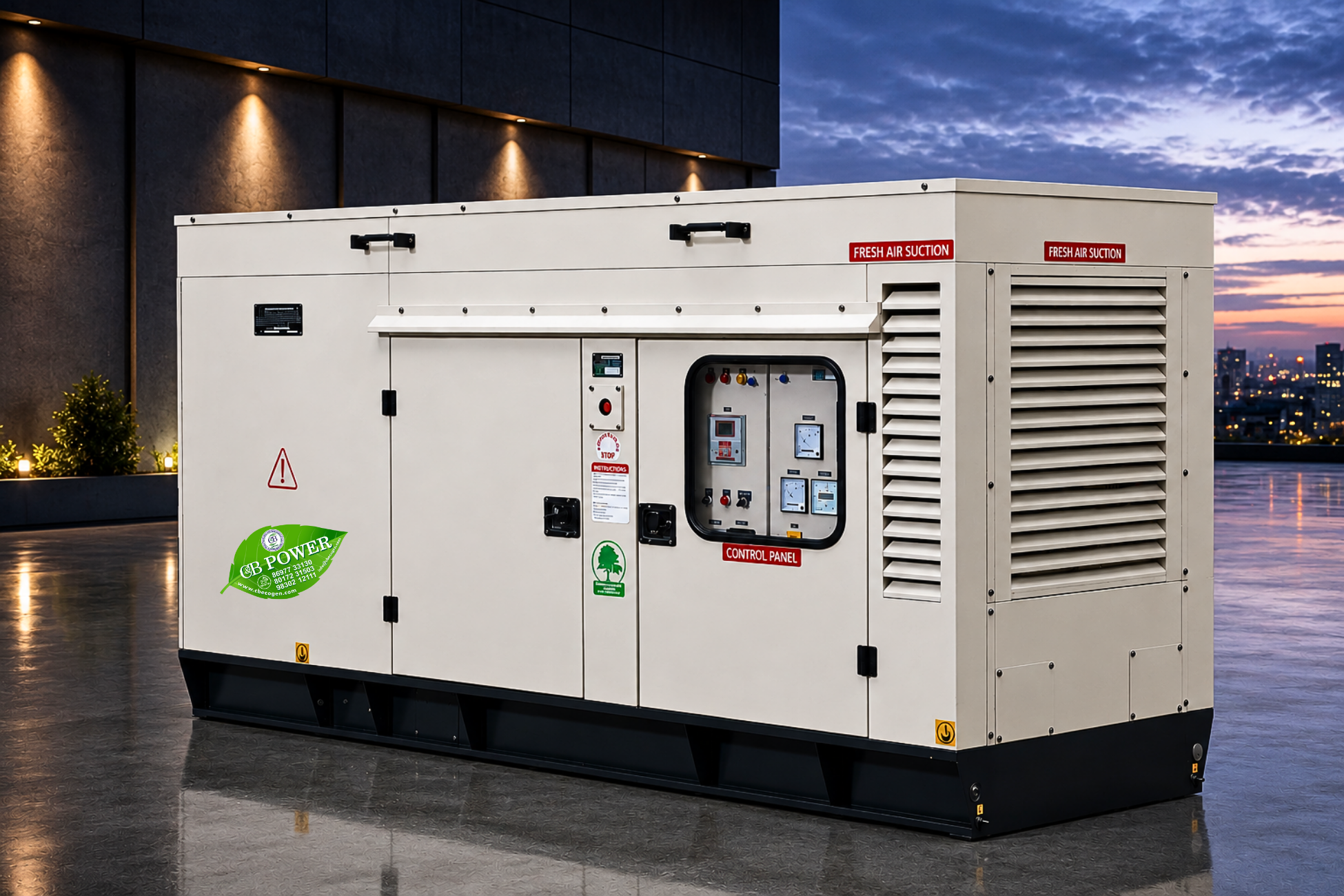 Compact silent diesel genset unit
